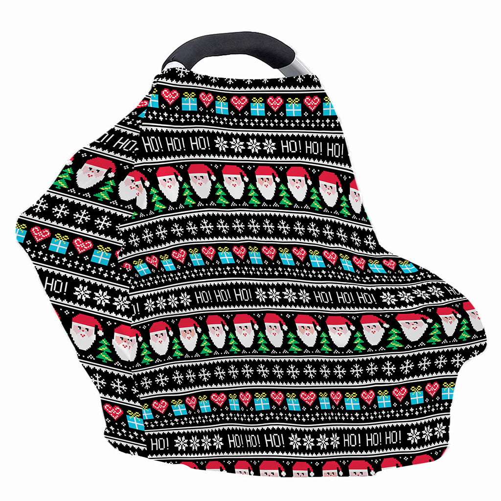 Pixel Christmas Santa Claus Print Baby Seat Cover