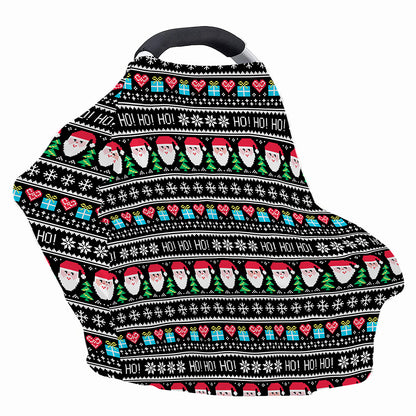 Pixel Christmas Santa Claus Print Baby Seat Cover