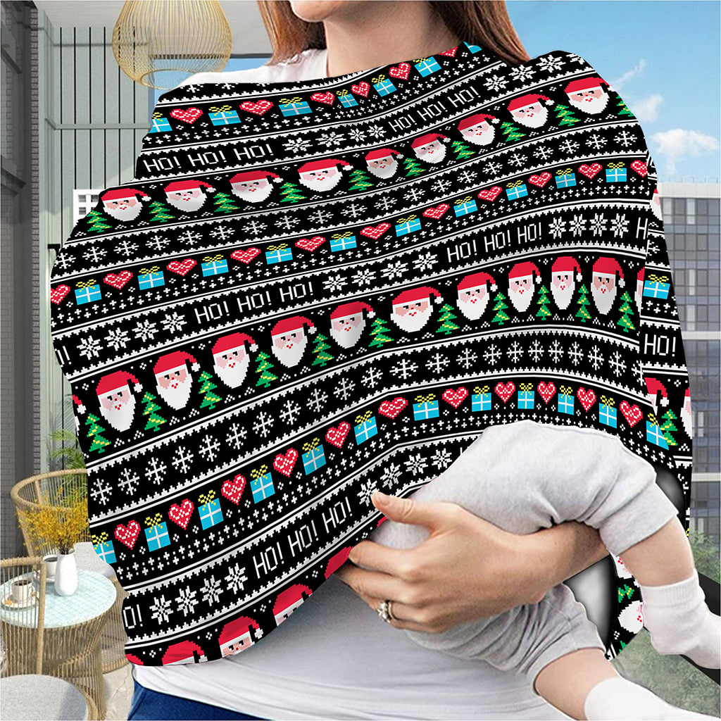 Pixel Christmas Santa Claus Print Baby Seat Cover