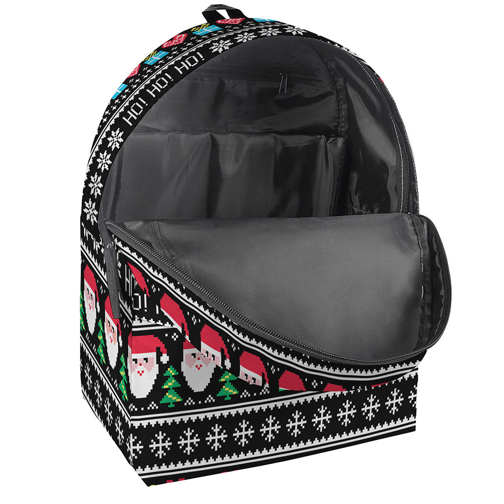 Pixel Christmas Santa Claus Print Backpack