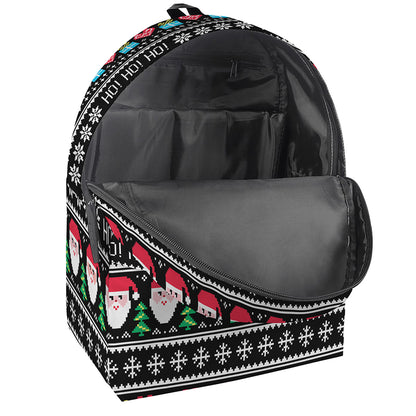 Pixel Christmas Santa Claus Print Backpack