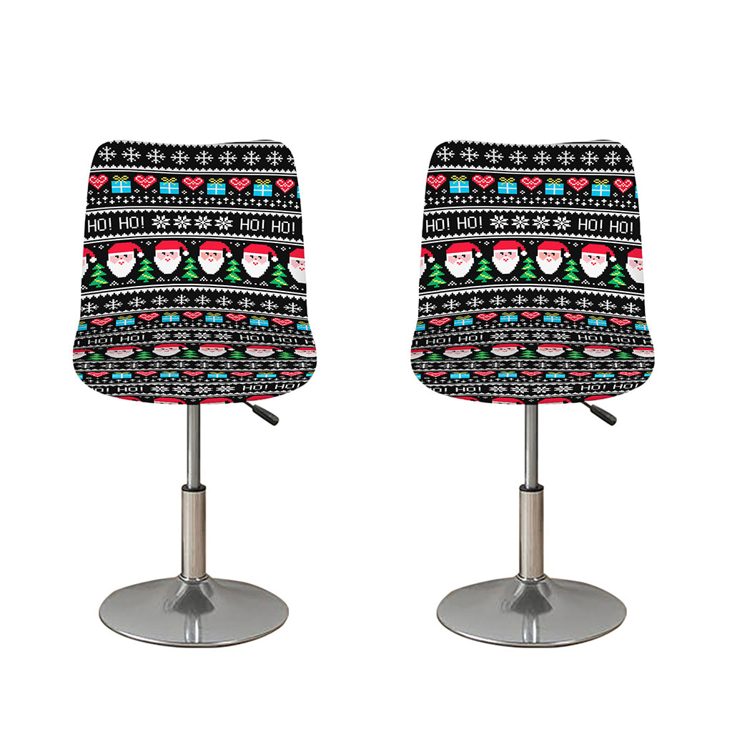 Pixel Christmas Santa Claus Print Bar Stool Covers