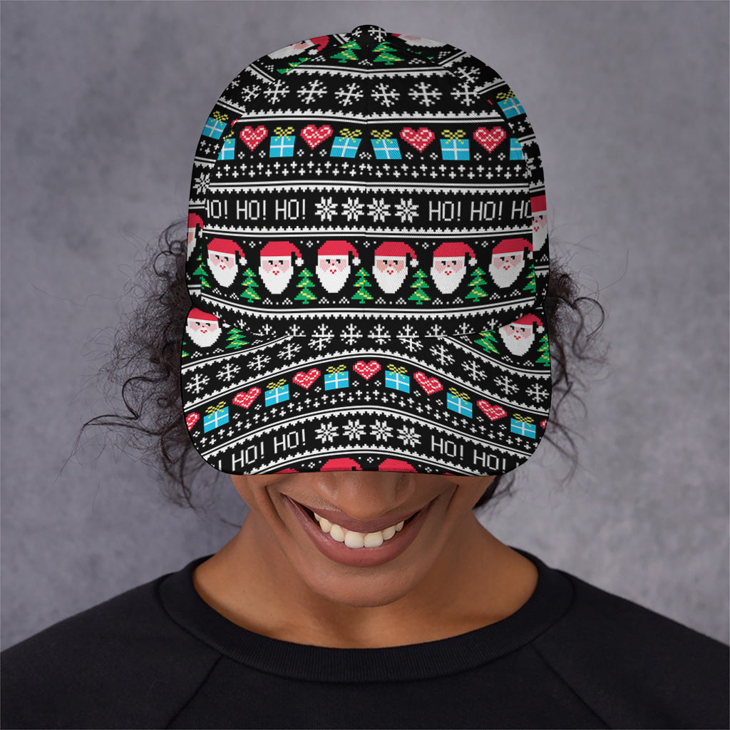 Pixel Christmas Santa Claus Print Baseball Cap