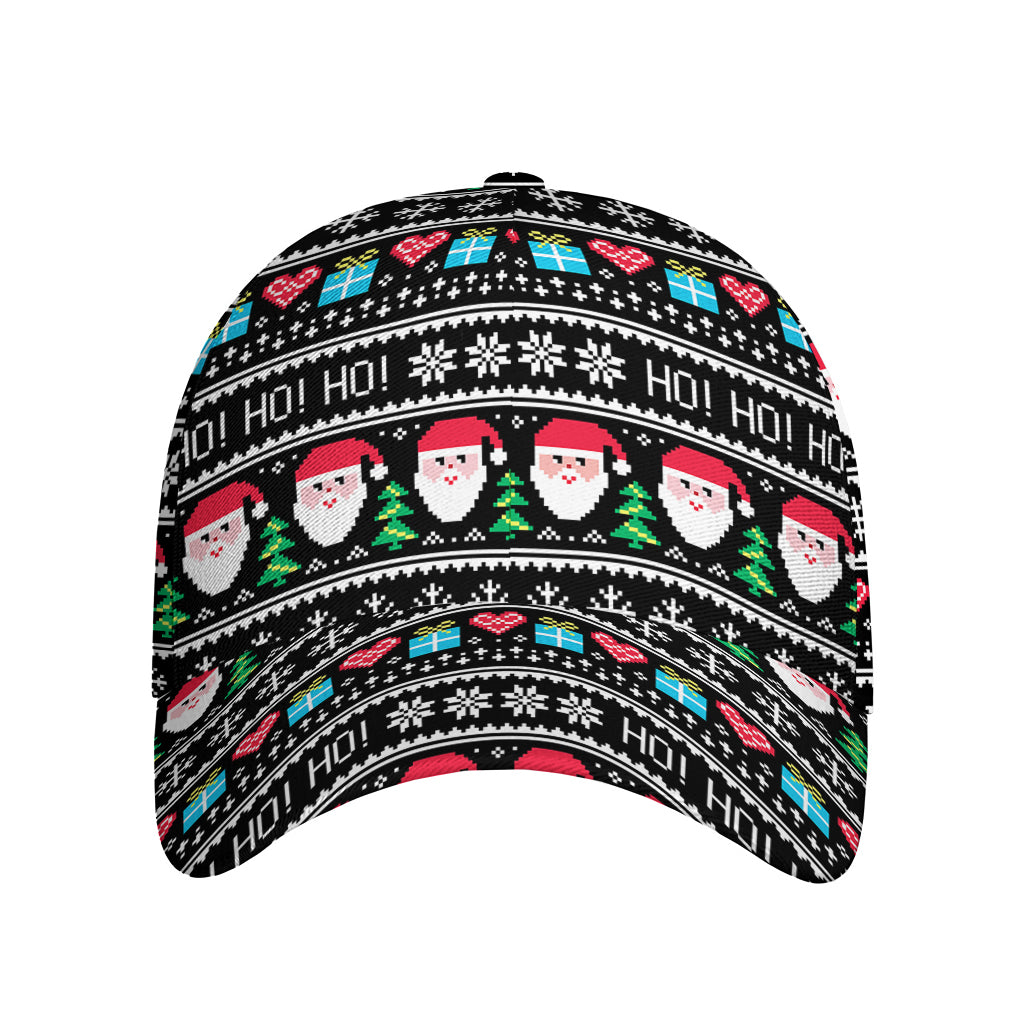 Pixel Christmas Santa Claus Print Baseball Cap
