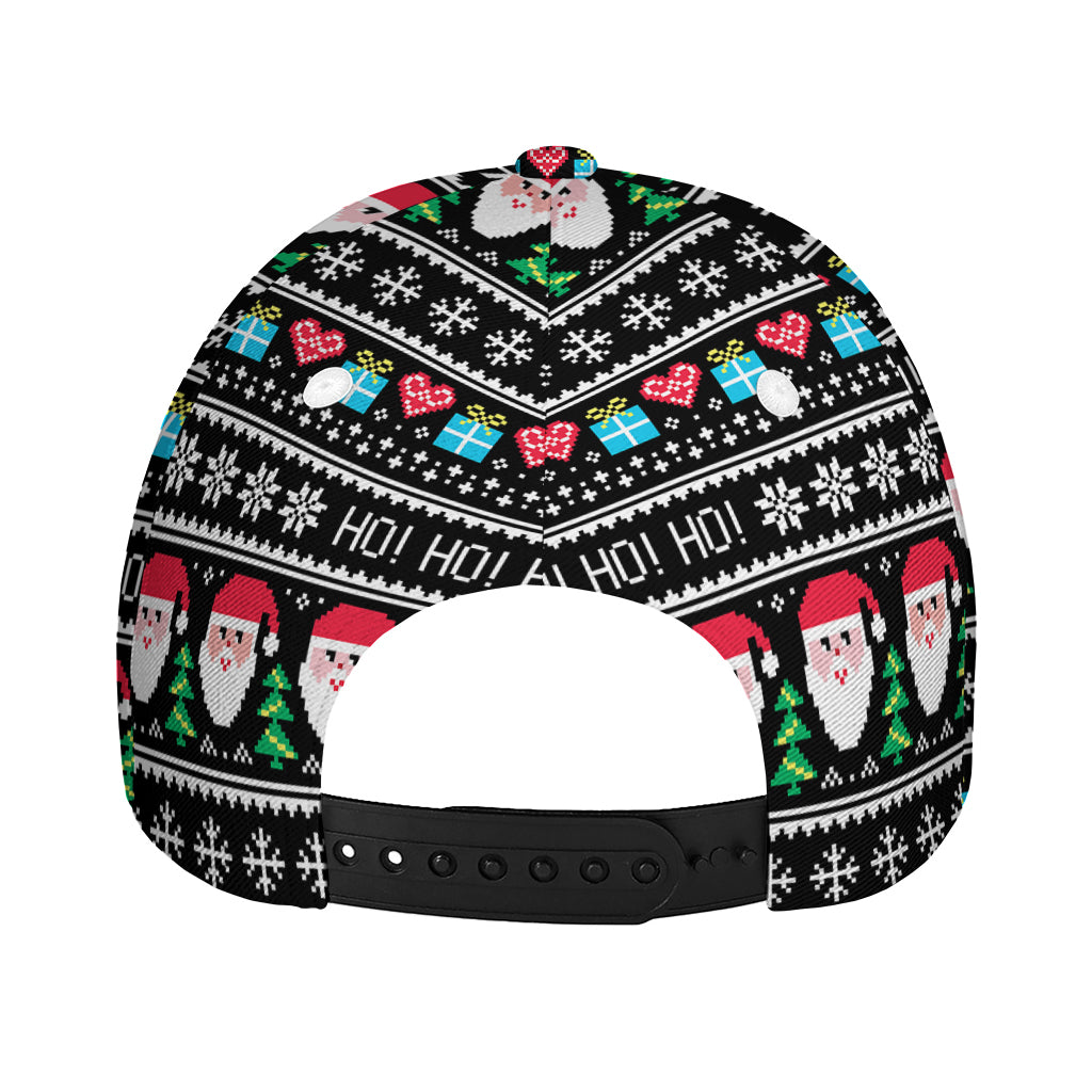Pixel Christmas Santa Claus Print Baseball Cap