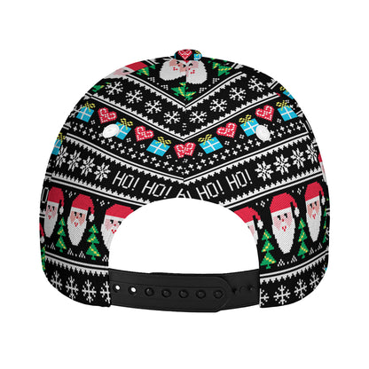 Pixel Christmas Santa Claus Print Baseball Cap