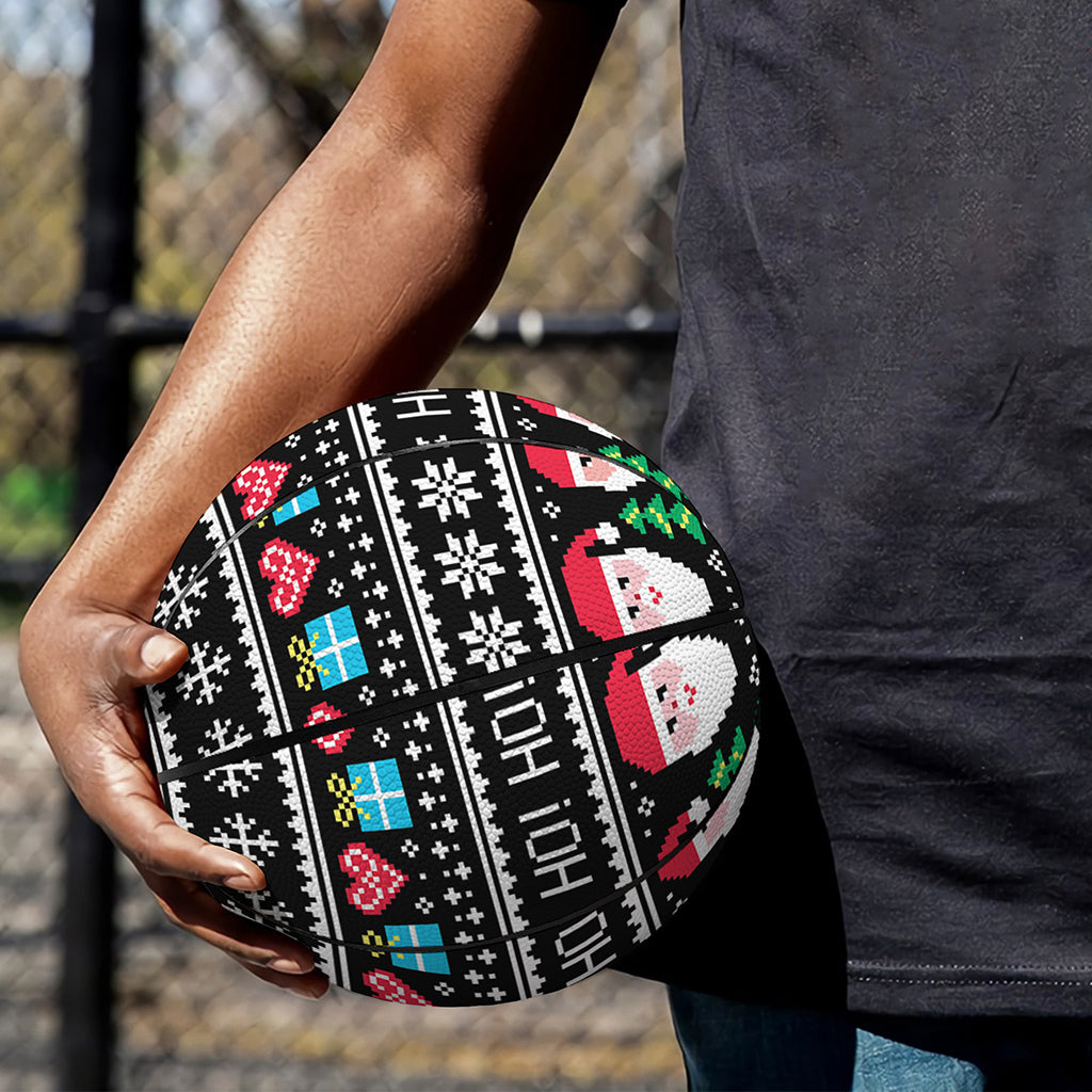 Pixel Christmas Santa Claus Print Basketball