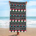Pixel Christmas Santa Claus Print Beach Towel