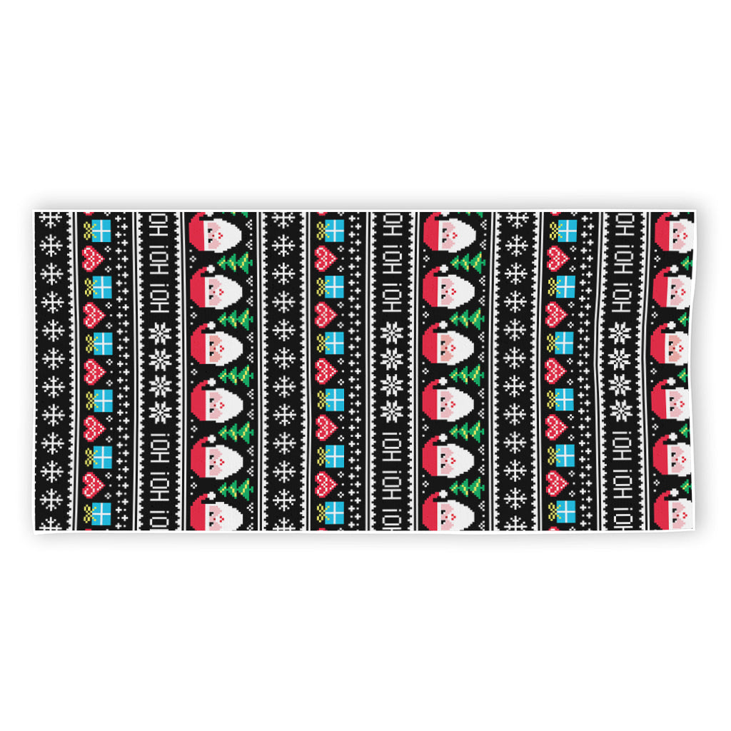 Pixel Christmas Santa Claus Print Beach Towel