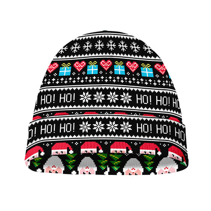 Pixel Christmas Santa Claus Print Beanie