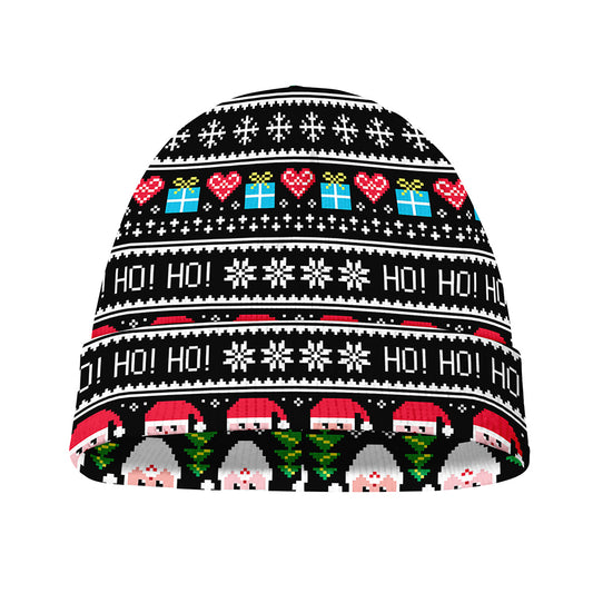 Pixel Christmas Santa Claus Print Beanie