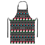 Pixel Christmas Santa Claus Print Bib Apron With Pocket