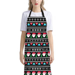 Pixel Christmas Santa Claus Print Bib Apron With Pocket