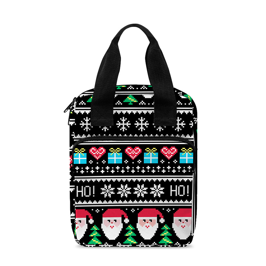 Pixel Christmas Santa Claus Print Bible Tote Bag