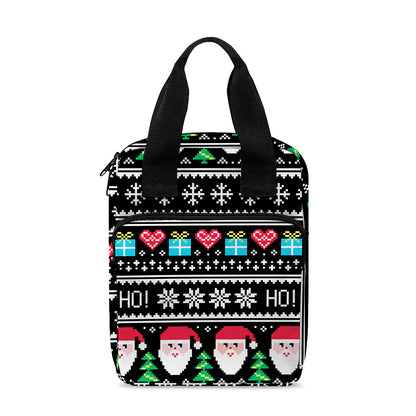 Pixel Christmas Santa Claus Print Bible Tote Bag