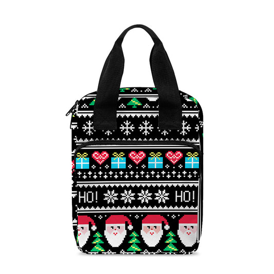 Pixel Christmas Santa Claus Print Bible Tote Bag