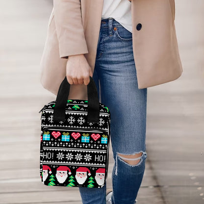 Pixel Christmas Santa Claus Print Bible Tote Bag