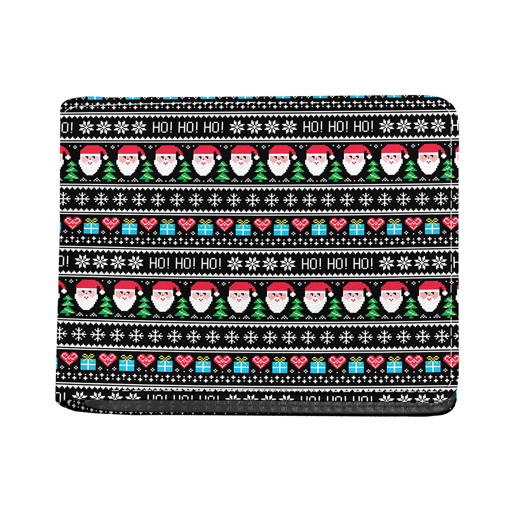 Pixel Christmas Santa Claus Print Bifold Wallet