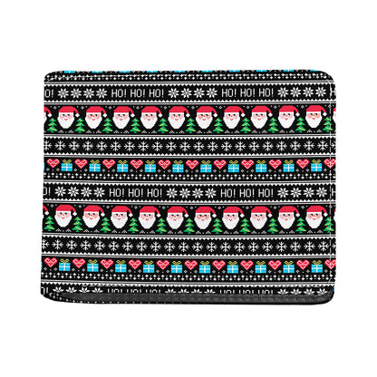 Pixel Christmas Santa Claus Print Bifold Wallet