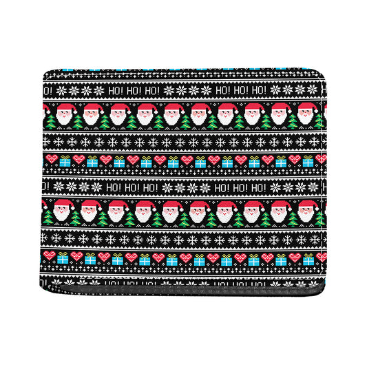 Pixel Christmas Santa Claus Print Bifold Wallet