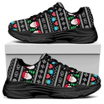 Pixel Christmas Santa Claus Print Black Chunky Shoes