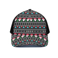 Pixel Christmas Santa Claus Print Black Mesh Trucker Hat