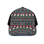 Pixel Christmas Santa Claus Print Black Mesh Trucker Cap