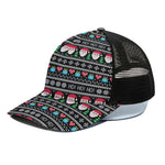 Pixel Christmas Santa Claus Print Black Mesh Trucker Cap