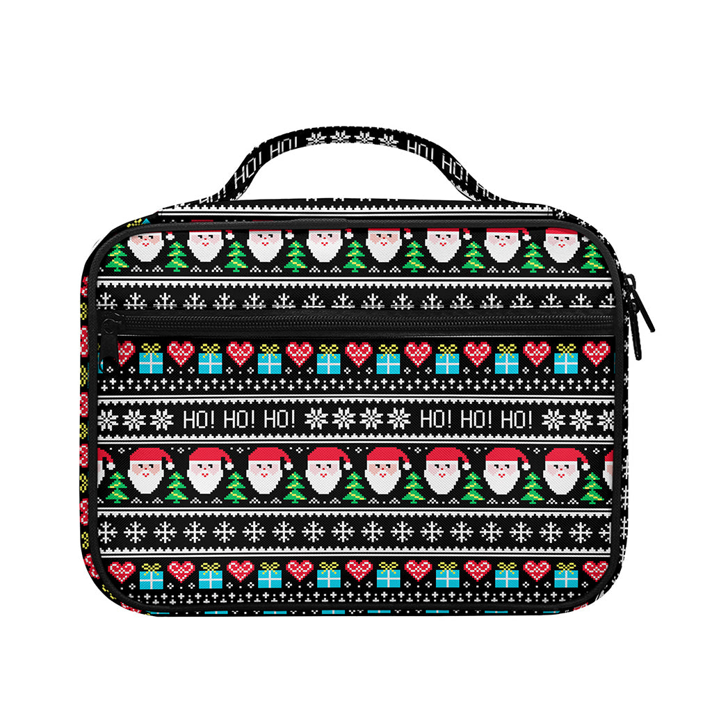 Pixel Christmas Santa Claus Print Briefcase Bible Bag
