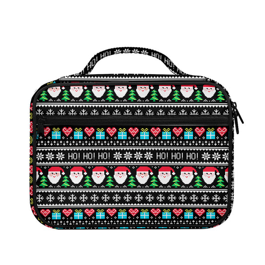 Pixel Christmas Santa Claus Print Briefcase Bible Bag