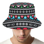 Pixel Christmas Santa Claus Print Bucket Hat