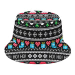 Pixel Christmas Santa Claus Print Bucket Hat