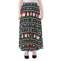 Pixel Christmas Santa Claus Print Chiffon Maxi Skirt