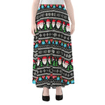 Pixel Christmas Santa Claus Print Chiffon Maxi Skirt