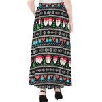 Pixel Christmas Santa Claus Print Chiffon Maxi Skirt