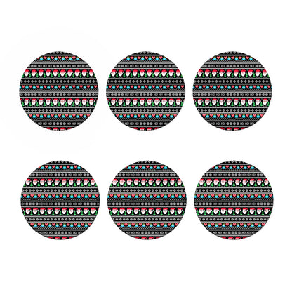 Pixel Christmas Santa Claus Print Coaster Set