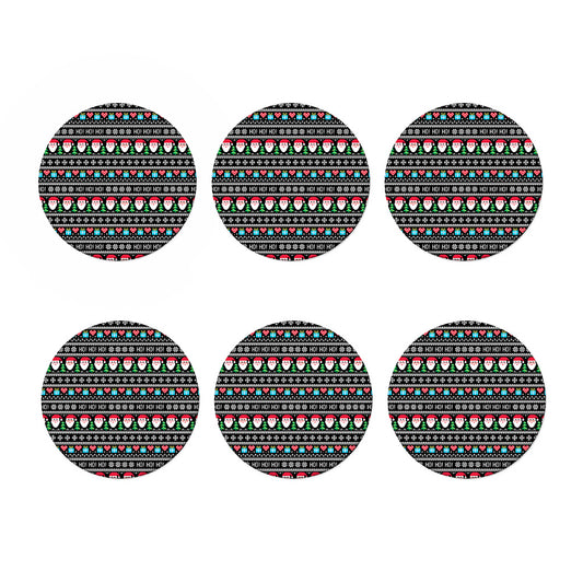 Pixel Christmas Santa Claus Print Coaster Set