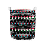 Pixel Christmas Santa Claus Print Collapsible Laundry Basket
