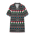 Pixel Christmas Santa Claus Print Cotton Hawaiian Shirt