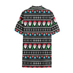 Pixel Christmas Santa Claus Print Cotton Hawaiian Shirt
