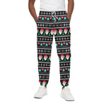 Pixel Christmas Santa Claus Print Cotton Pants