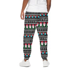 Pixel Christmas Santa Claus Print Cotton Pants
