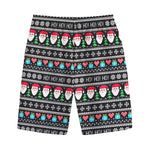 Pixel Christmas Santa Claus Print Cotton Shorts
