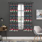 Pixel Christmas Santa Claus Print Curtain