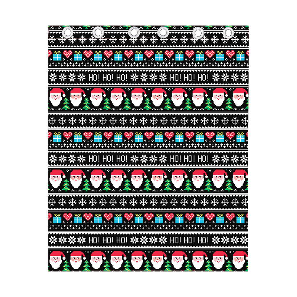 Pixel Christmas Santa Claus Print Curtain