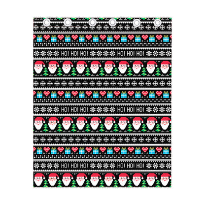 Pixel Christmas Santa Claus Print Curtain