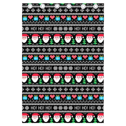 Pixel Christmas Santa Claus Print Curtain