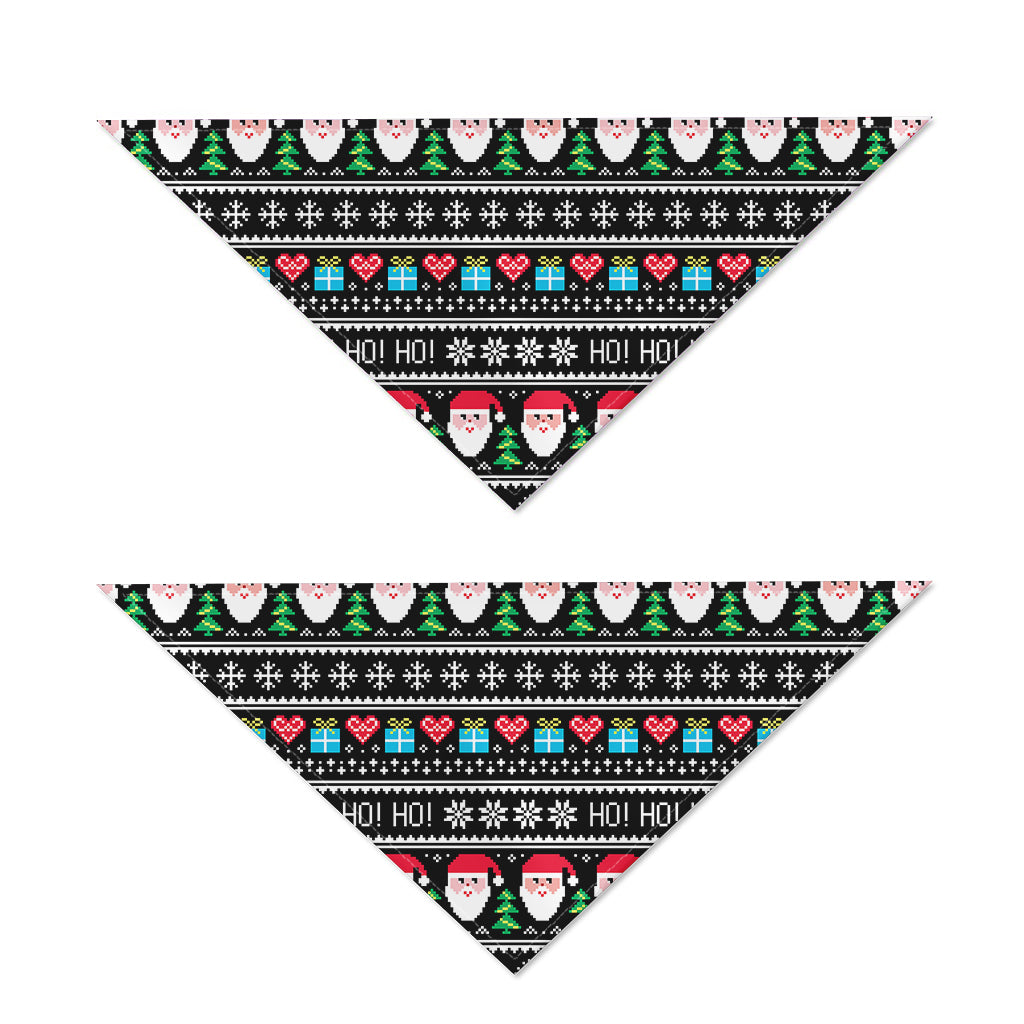 Pixel Christmas Santa Claus Print Dog Bandana
