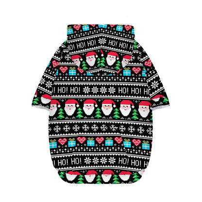 Pixel Christmas Santa Claus Print Dog Zip Up Hoodie