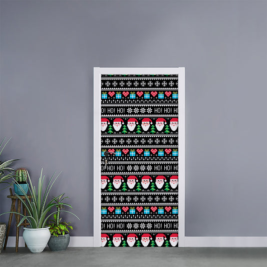 Pixel Christmas Santa Claus Print Door Sticker